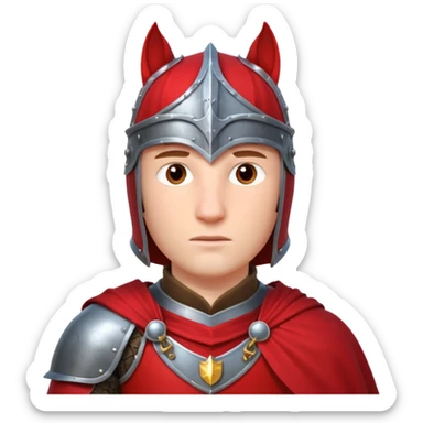 medieval horse rider knight portrait, head and shoulders only, armor collar, cloak, intense eyes, fantasy vibe, 3D cartoon, mobile game icon style, clean background, no text, no watermark
 sticker