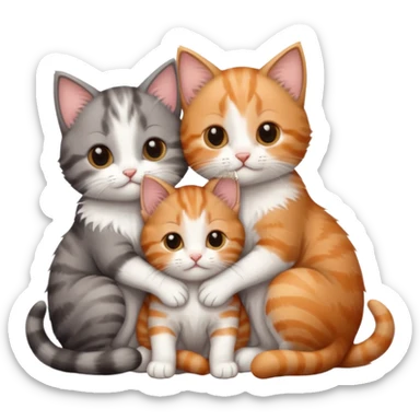 6 tiny kittens cuddling together all different colours, the first one is grey and white, the second is ginger and white and the third is brown tabby and white sticker