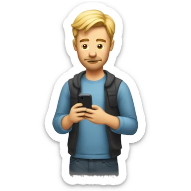 man completely distracted on his phone sticker