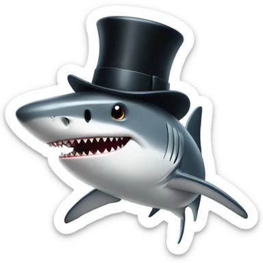 Shark with a top hat sticker
