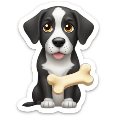 dog thinking about the bone sticker