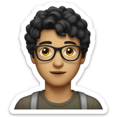 Fair skin boy with black glasses and black hair sticker