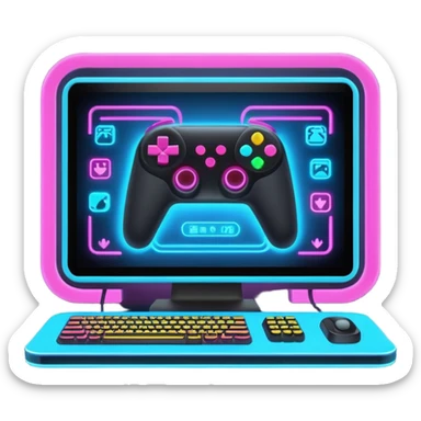 videogame on computer sticker