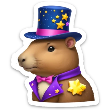 A Galaxy capybara with a tophat sticker