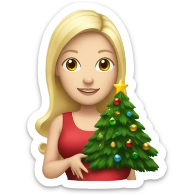 blonde pregnant woman with Christmas tree sticker
