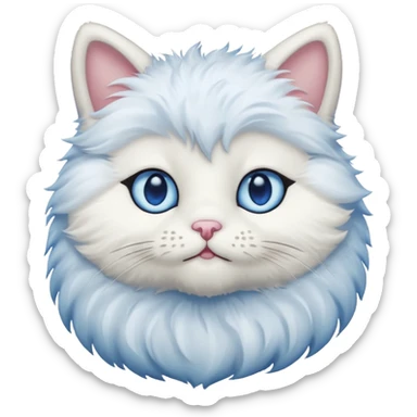White teddy cat with blue eyes sticker