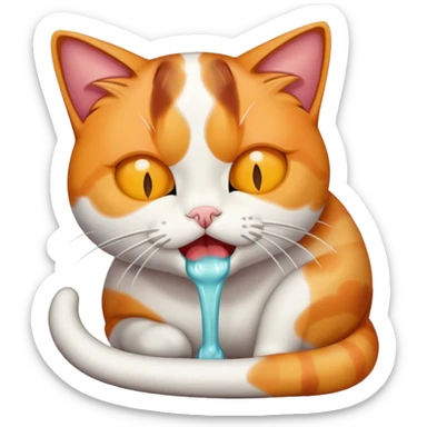 Vomiting cat sticker
