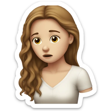 sad white girl with long brown hair crying sticker
