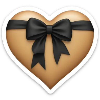 tan heart with black bow around it sticker