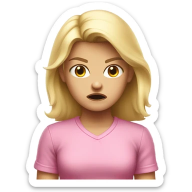 angry little blonde girl in a pink shirt sticker