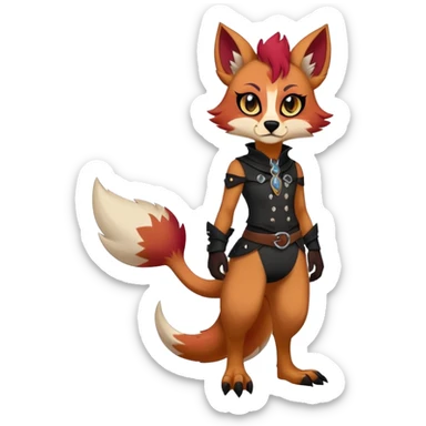 edgy badass cool Falvie-Fionbri-creature-fursona, full body, with random markings sticker