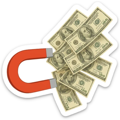 banconote attratte da una calamita rossa sticker