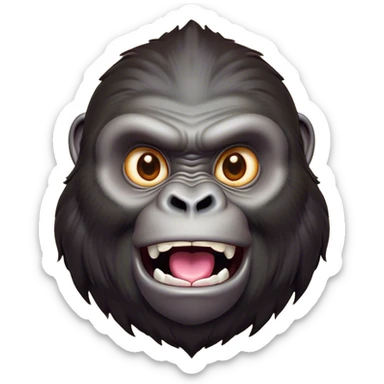Cinematic Comical Gorilla Portrait Emoji, Head tilted dramatically with an exaggeratedly shocked expression, featuring a robust build with wide, comically expressive eyes full of humorous disbelief, Simplified yet hilariously expressive features, highly detailed, glowing with a slightly sassy jungle glow, high shine, dramatic yet playful, stylized with an air of quirky primate attitude, soft glowing outline, capturing the essence of a meme-worthy gorilla that appears ready to side-eye its way into viral fame! sticker