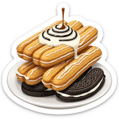 churros oreo flavor with white sauce sticker