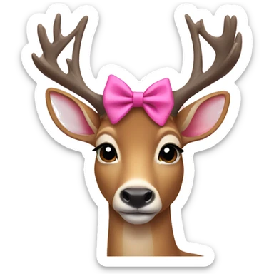 deer wearing pink bow sticker