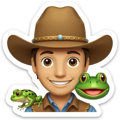Cowboy with a frog face sticker