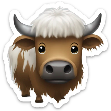 a cute fluffy nonthreatening yak being shaved sticker