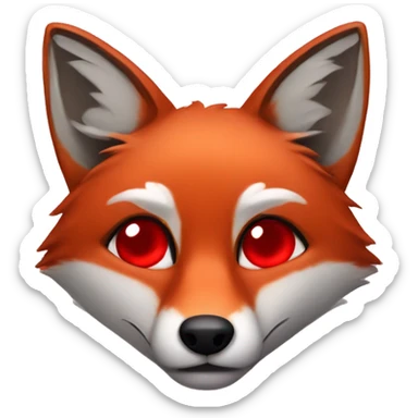 dark red fox face with tiny red heart instead of eyes sticker