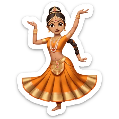cinematic-realistic-bharatanatyam-dance-emoji,-depicted-as-an-elegant-classical-indian-dance-performance-with-graceful-poses,-intricate-costumes,-and-expressive-hand-gestures,-rendered-with-rich-textures-and-warm-dramatic-lighting, single dancer sticker
