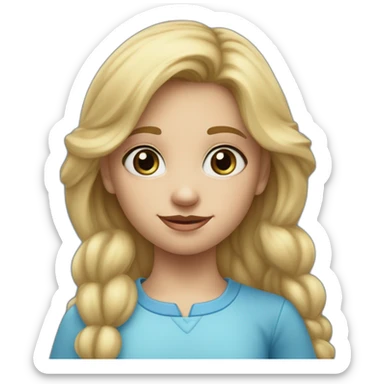 une petite fille blonde au yeux bleu qui fait le signe "trois" avec ses doigts sticker