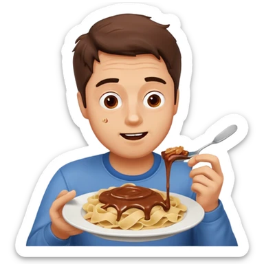 A man with Nutella pasta sticker