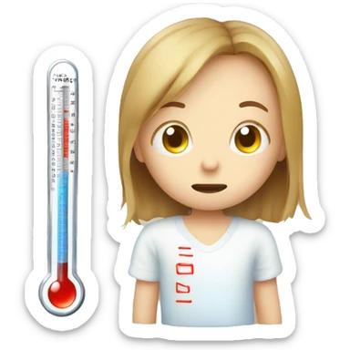 sick child, thermometer with high temperature sticker