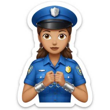 police woman holding hand cuffs sticker