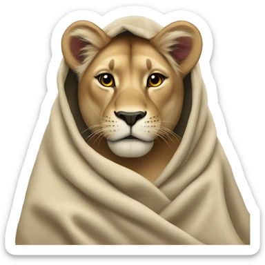lioness wrapped in blanket sticker