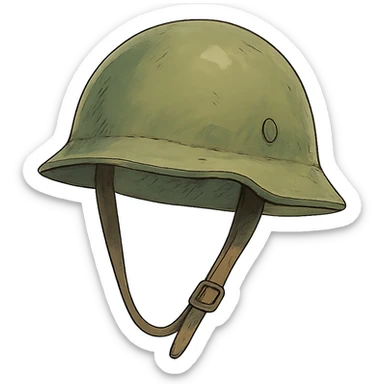 ghibli style military helmet sticker