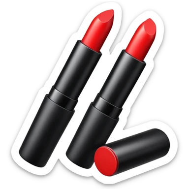 A sleek matte-red lipstick in a black metal tube. sticker