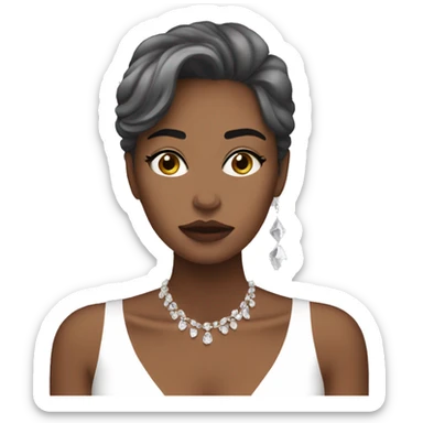 full glam face brunette crying with a drink in hand sticker