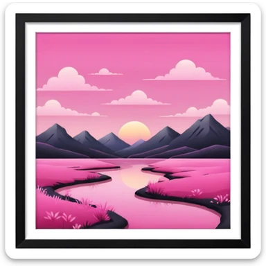 PINK LANDSCAPE PICTURE WITH FRAME sticker