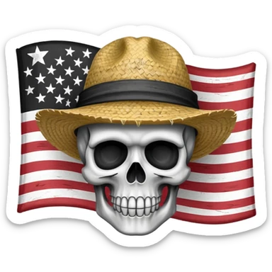 Fait moi un drapeau de tête de mort avec sur la tête un chapeau de paille sticker