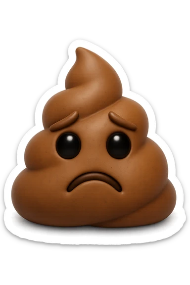 EMOJI STILE IPHONE 3D DI UNA MONTAGNETTA DI FECI A PALLINE CON ESPRESSIONE TRISTE, IPERREALISTICO 4K sticker