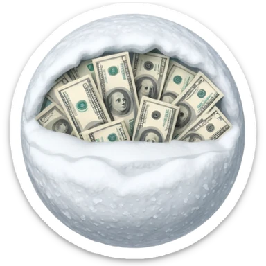 Snow ball with dollar bills  sticker