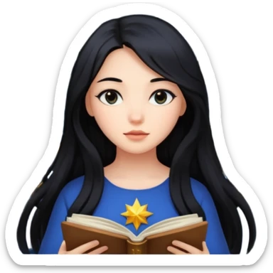 emoji of a girl with long hair reading a horoscope sticker