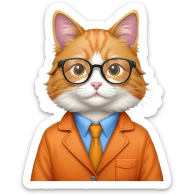 teacher cat with glasses and a jacket and no blackboard in the background sticker