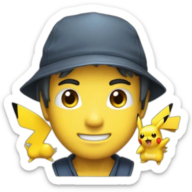 satoshi nakamoto with pikachu hat sticker