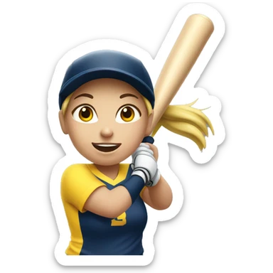 Girl hitting softball sticker