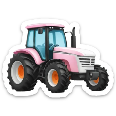 White, pink, orange farm tractor  sticker
