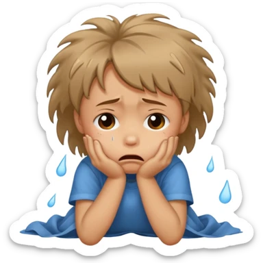 child crying laying on floor sticker