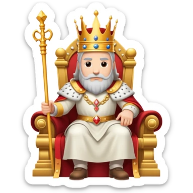 A mighty king ruling over his vast kingdom, sitting on a grand throne with a royal scepter sticker