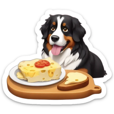 bernese dog eating raclette sticker