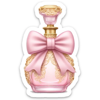 Light pale pink bow ornate perfume bottle sticker