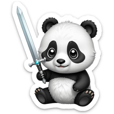 a cute panda with a diamond sword sticker