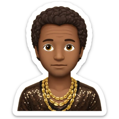 Solomon Northup with dark brown hair, dark brown sequin outfit  sticker