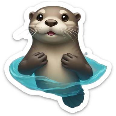 Otter holding hands while swimming sticker