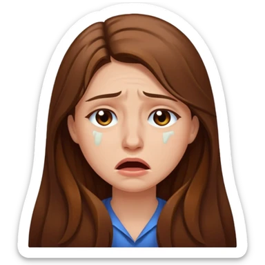 woman with long brown hair crying sticker