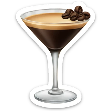 Full glass of Espresso Martini with Coffee Bean Garnish sticker