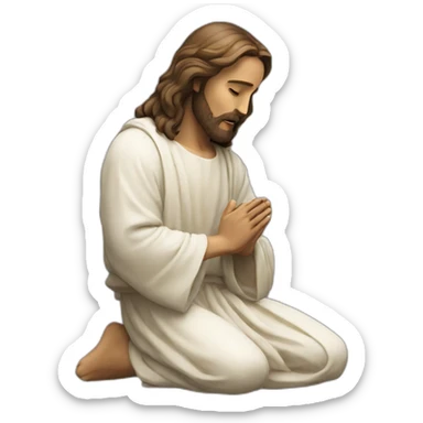 jesus kneeling praying sticker